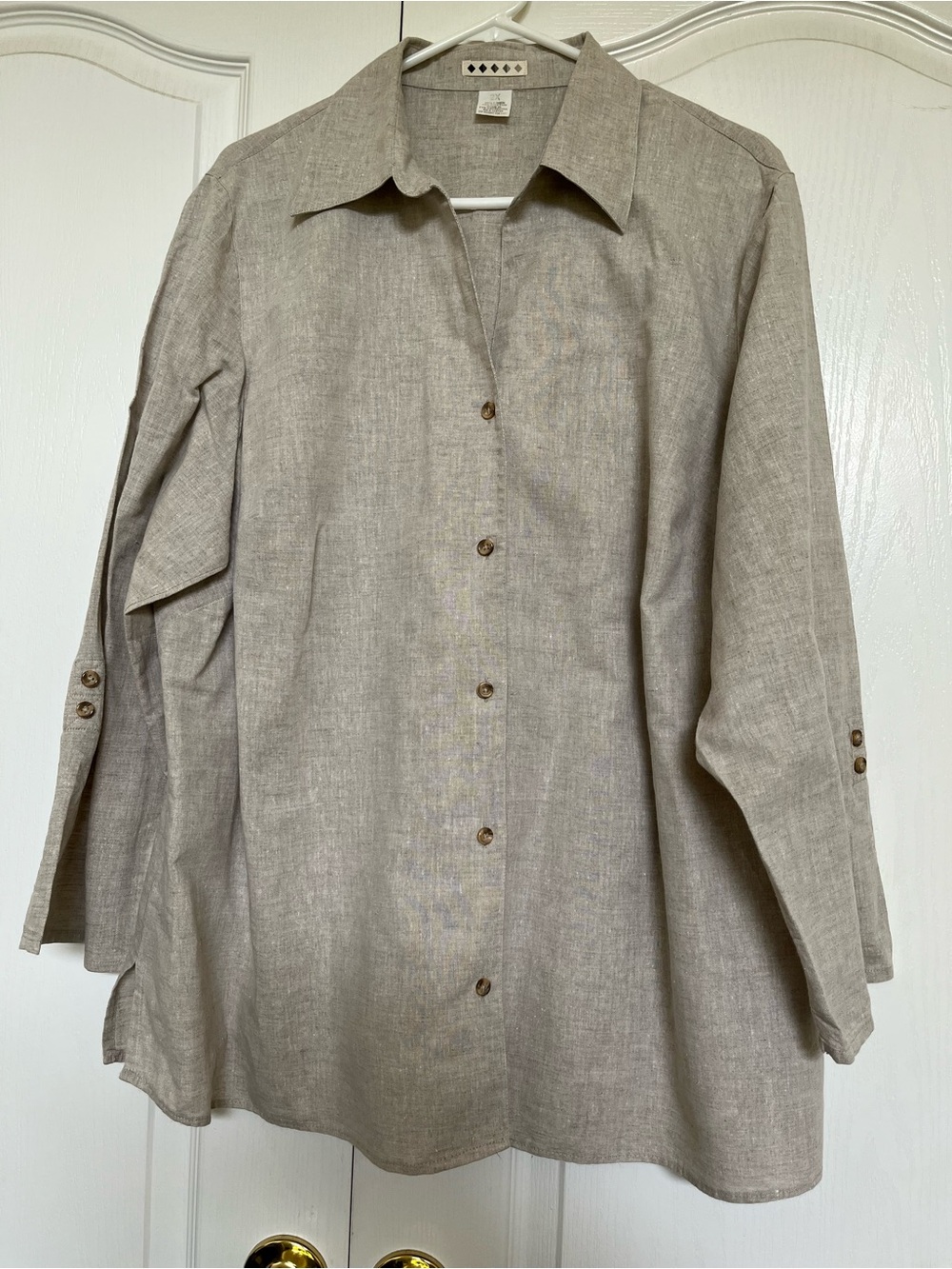 Light Tan Linen Button-Up Shirt